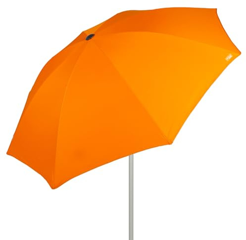 AKTIVE Grand Parasol de Plage, 220 cm, Couleur Orange, Mât en Acier, Inclinaison et Hauteur Réglables, Tissu Polyester, Protection UV50, Grands Parasols