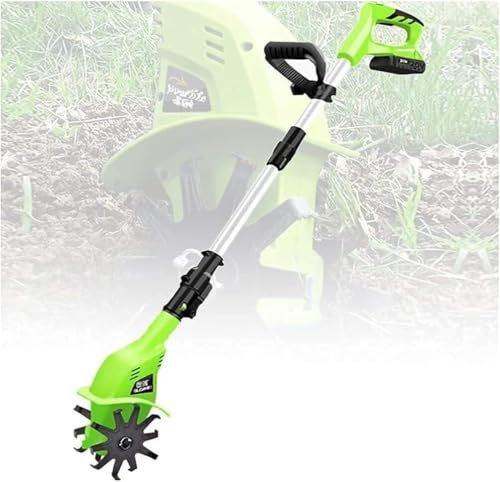 KjoiDWz ELzEy motobineuse électrique Motoculteur à Batterie 20 V 250 TR/Min, poignée réglable de 97 à 127 cm, Profondeur de Travail de 25 cm pour La Préparation des Lits De Semences