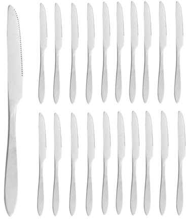 Defresit Dinner Knives Set of 20, Stainless Steel Steak Knife, Butter Knife, Table Knives, High Polished Sleek Silver Design for Home Kitchen and Restaurant Use, Dishwasher Safe