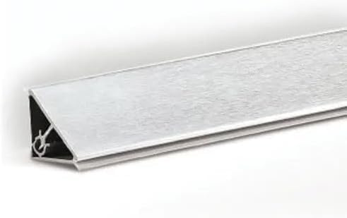 Generico ALZATINA Triangolare per Top Cucina in PVC Rivestita in Alluminio Spazzolato Lunghezza 120 CM Completa di Accessori 1 Angolo Interno - 1 Angolo Esterno - 1 Tappo SX - 1 Tappo DX