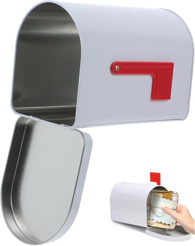 TOPPERFUN 1Pc Mini Mailbox, 6.13x4.40x3.69in Tinplate Kids Small Mailbox, Valentines Day Present Mail Box Decorative Outdoor Letter Can Play Mail Box for Classroom Role Playing and DIY Handicraft