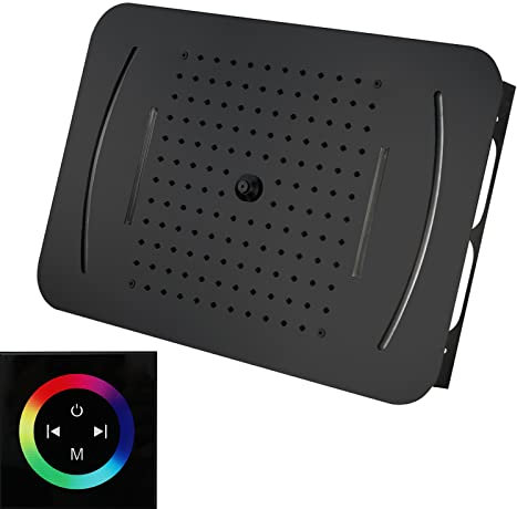 Shower Head Alcachofa de Ducha Tipo Lluvia LED, alcachofa de Ducha Tipo Lluvia empotrada en el Techo, Cabezales de Ducha Negros de Alta presión de 23 x 15 Pulgadas, 3 Funciones (Lluvia + Cascada +
