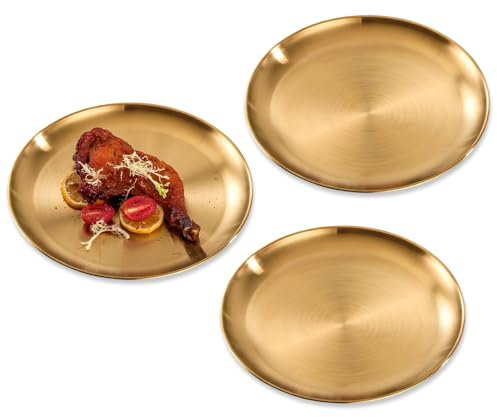 GIDWRIY 3 piatti dorati, rotondi 17 cm, piatti per candela, acciaio inox, colore oro, vassoio decorativo per corona dell'Avvento