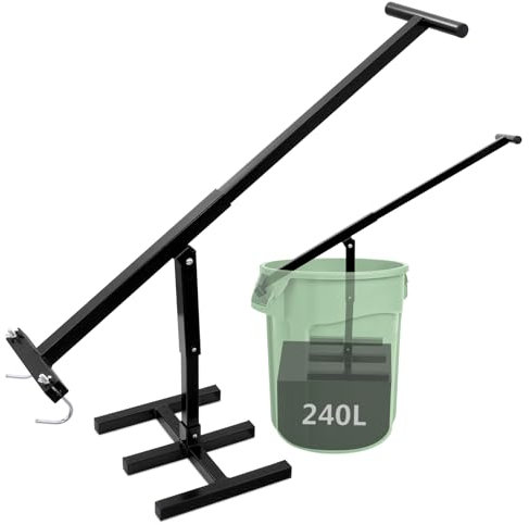 wowspeed Compactador de Basura Manual, Compactador de Cubos de Basura, Compactador de Basura de Altura Ajustable para el Hogar, Residuos Domésticos, Residuos y Cajas de Cartón, Acero, Negro