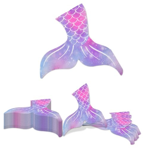Kotkiddy 20 pz Tovaglioli Festa Sirena Coda di Sirena Carta 5 x 5 Pollici Articoli Festa Monouso Cocktail sotto Il Mare Divertenti