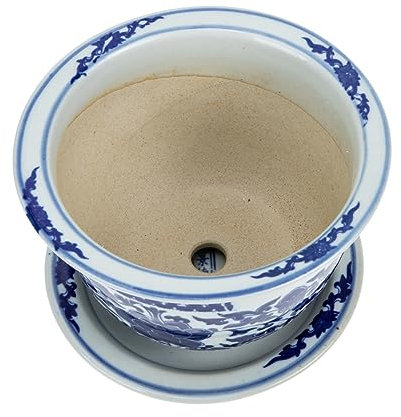 BESPORTBLE Keramik Blumentopf Satz Für Zimmerpflanzen Mit Abflussloch Und Untersetzer Chinesischer Stil Kreatives Design Für Innenbereich Langlebiges Pflanzgefäß