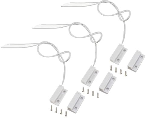 A-DIGISHUO 3PCS MC-38 Wired Security Window Gate Contact Sensor Alarm Surface Mount Magnetic Reed Switch Magnetic Door Sensor Normally Closed (conducted together)