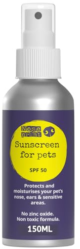 Noseprint LSF 50 Pet Sunscreen Lotion Flasche Sonnenschutz für Haustiere 150 ml | Feuchtigkeitsspendender Sonnenschutz für Hunde und Katzen Ungiftige Formel Hundenase | Hundepfotenbalsam Sonnencreme