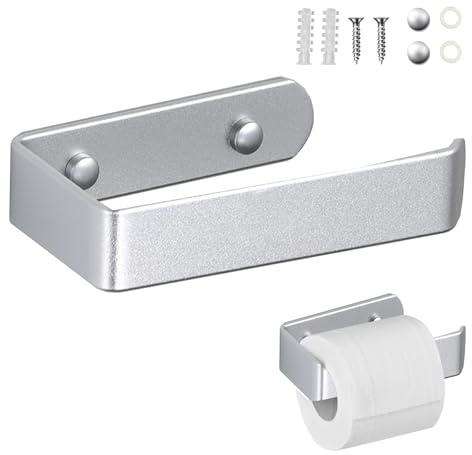 JIEYUCHU Portarrollos Papel Higienico, Portarrollos de Papel Higiénico Autoadhesivo, Moderno Soporte para Rollo de Papel Higiénico, no Necesita Taladrar, Apto para Baño, Cocina (Plata)