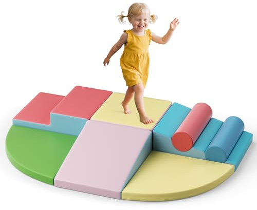 CUPCHID Klettergerüste für Kinder,kratzfester PU-Bezug, Soft Play Schaumstoff Bausteine Kinder,Softbausteine Klettern Riesenbausteine,Kletterspielzeug für Kleinkinder von 1–3 Jahren (JM-2157)