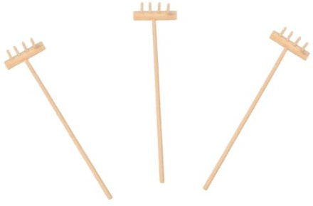 LALADEFIEE Lot De 3 Mini Râteaux Zen pour Jardin De Table 14 Cm x 3,5 Cm, Outil De Jardinage Zen à Quatre Dents, Accessoire pour Bac à Sable Décoratif Et Contemplation