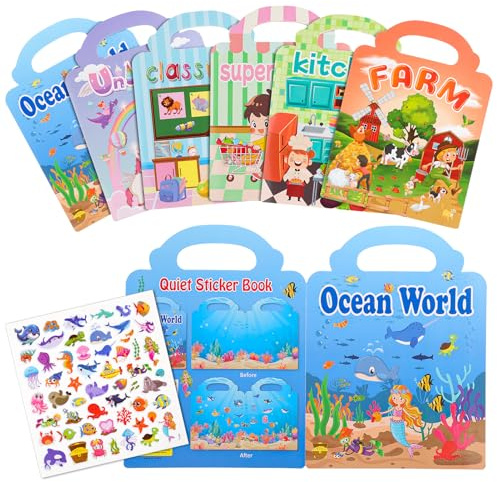 GSrenyu 6 Pack Reusable Sticker Book for Kids