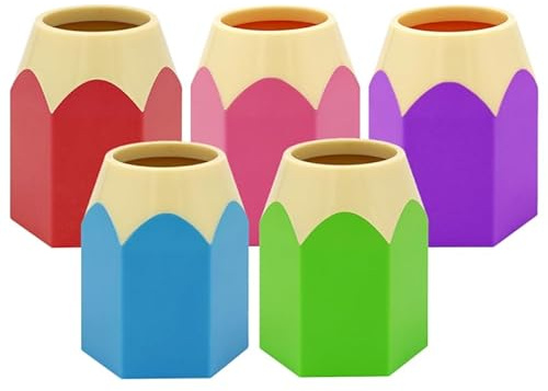 PRETYZOOM 5er Stiftehalter Bleistift-Design Großraum Make-up Pinsel & Stifte Organizer 10 cm Ø Standfest Schreibtisch-Aufbewahrung für Büro Schule Kosmetik