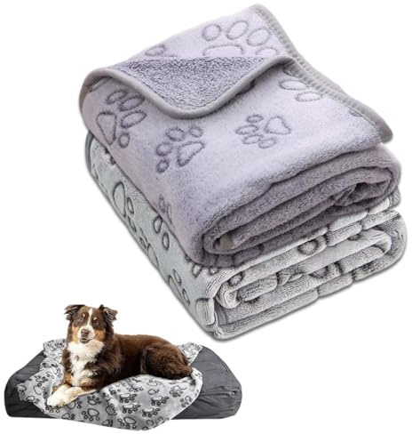YEVKOR Confezione Da 2 Coperte Lavabili Per Cani E Gatti, Morbide E Resistenti, Morbide E Calde, In Flanella, Taglia M, Copertina Carina Per Cani E Gatti Di Piccola E Media Taglia (Grigio).