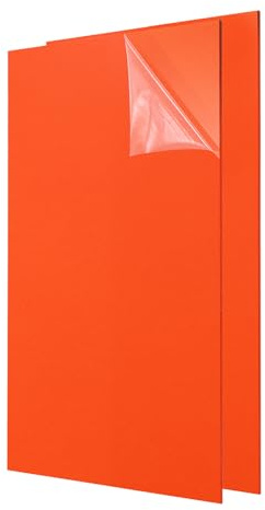 QUARKZMAN 2Pcs Plaques Acrylique 12x8 Pouces Panneau Acrylique 1/8 Pouce-3mm Planche Plastique Pour Cadres Photos Porte-Signatures Projets DIY Affichage Artisanat, Orange
