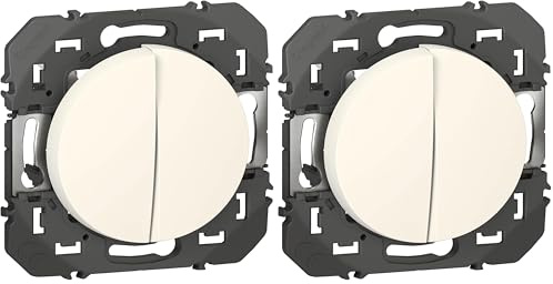 LEGRAND - Interrupteur Mural Double ou Va-et-vient 10AX dooxie - Commande d'Éclairage (Sans Plaque) - Prêt à Installer - Fabriqué En France - Blanc (Lot de 2)