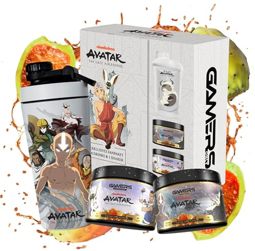 Gamers Only x AVATAR Premium Collector Bundle [MIT ENERGY PULVER & VITAMIN DRINK ] - 40 Portionen | inkl. Edelstahlshaker | Erhöht die Konzentration & Reaktionen | 125 MG Koffein & 12 Vitaminen