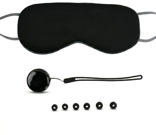 1 Set de Tapones de Oído para Dormir y Antifaz Bifacial, Tapones Antiruido 45dB, Tapones de Silicona Reutilizables con Estuche Portátil, Antifaz 99% Oscurante, Negro