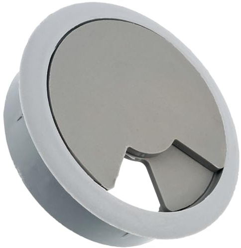 AERZETIX Set di 8 passacavi da scrivania in plastica ∅60 mm colore grigio
