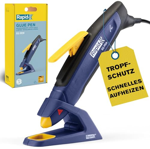Rapid EGPen - Pistolet à Colle Ø7mm en forme de Stylo - Pour DIY | Pour les Loisirs Créatifs, Décoration et Petites Réparations - Cordon 2m - Chauffe en 60s - Égouttoir Intégré - FSC (5001704)