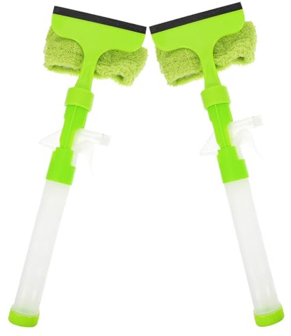Hemobllo Double-Sided Glass Cleaning Wiper Tool with Water Spray, 2pcs Set, Car Windshield and Window Squeegee for Indoor and Outdoor Glass Cleaning