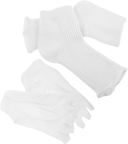 BETOOKY 2 Stück UV Schutzsocken für Füße in Weiß Schnelles Anziehen aus Stoff Flacher Schnitt für Nagellampen Belichtung und Heim Pediküre Schutz vor Hautbräunung