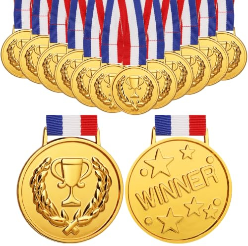 WD&CD 12 Pcs Winner Award Medals, Double Sided Gold Medal