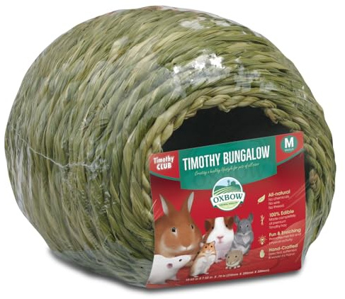 Oxbow Timothy Hay Bungalow, Rabbit & Guinea Pig Hideout, Edible & Hand-Woven Bunny House, No Wires or String, Small Pet Accessories, for Rabbits, Guinea Pigs, Chinchillas & Rats, Medium
