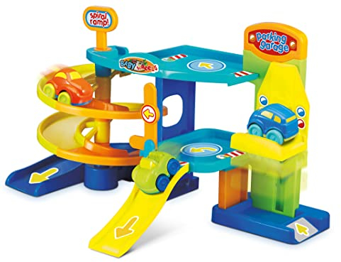 Teorema Giocattoli, Garage Macchine per Bambini, Pista Macchinine 2 Anni Bambino con Ascensore e Rampa a Spirale, Gioco Bimbo 1 Anno con 3 Veicoli Inclusi, Parking Garage Con Automibiline, +18 MESI