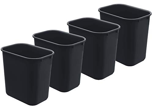 Acrimet Cestino per rifiuti, Bidone da scrivania, 6,75 Galloni/27 Quart/24 Litri (Plastica) (Colore Nero) (Set di 4)