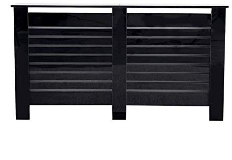 Kingwudo® Wooden High Gloss Radiator Cover Modern Decorative Cabinet S/M/L/XL Black (Black, L—151.5X19X82CM)