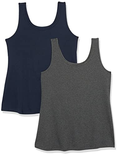 Amazon Essentials Canottiera da donna (taglie forti), confezione da 2, antracite/blu navy, 3XL Plus