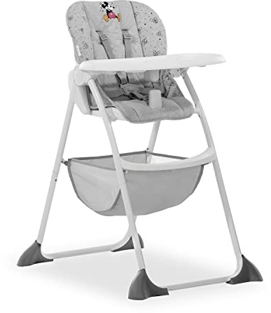 hauck Sit N Fold - Trona plegable para niños pequeños con bandeja y cesta de 6 meses hasta 15 kg, diseño de Mickey Mouse de Disney, color gris