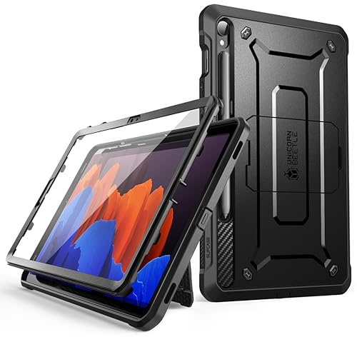 SUPCASE Unicorn Beetle Pro Hülle für Samsung Galaxy Tab S9 / S8 / S7 (11 Zoll), Bumper Case 360 Grad Schutzhülle mit integriertem Displayschutz & S Pen Halter & Ständer (Schwarz)