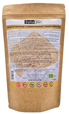 Dalia - Farine de graines de lin dorées BIO 500g | Alternative de farine | Riche en protéines (35%) et fibres | Idéal pour les plats salés | Vegan et sans gluten
