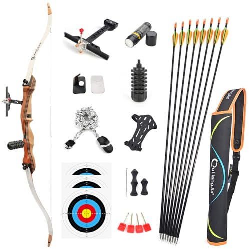 SHARROW Bogenschießen Recurve Bogen und Pfeil Set für Anfänger, 48 54“ Praxis Ausbildung Bogen Recurvebogen 10-20lbs Sportbogen Traditionelle Holzbogen (48-20lbs)