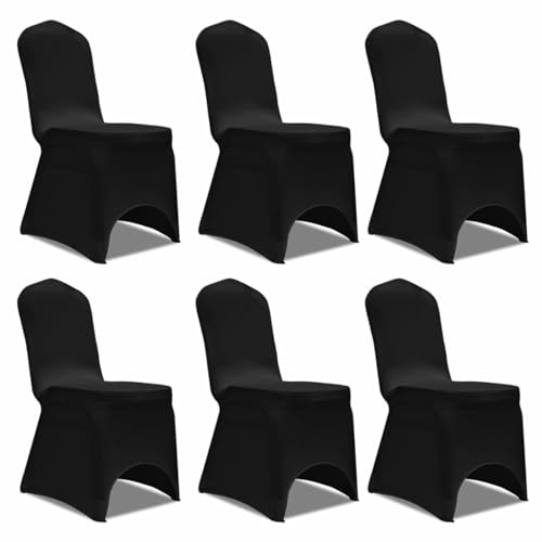 ZEYUAN Set de 6 Fundas Ajustadas para sillas, Color Negro, Funda Sillas Comedor, Cubre Sillas, Cubierta De La Silla, Funda Protectora Sillas