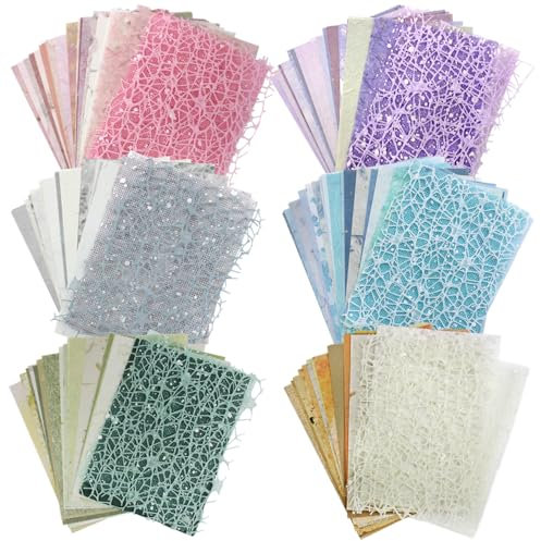 156 Blatt Scrapbook Papier Strukturpapier Sortiertes Set, FineGood Dekoratives Netzstoffpapier für Kartenherstellung Journaling Scrapbooking Supplies