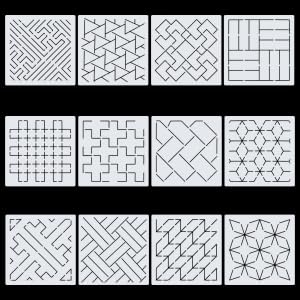 FREEBLOSS 14x14cm Große Stickschablonen Aus Acryl Sashiko Schablone Geometrische Stickmuster Schablonen Zum Zeichnen Sashiko Vorlage