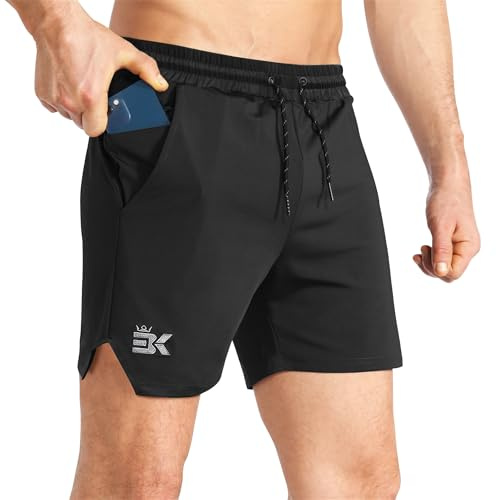 BROKIG Laufhose Herren Kurz Schnell Trocknend Gym Sport Hose | Leichte Sporthose Herren Kurz mit Versteckte Reißverschlusstasche, Trainingshose Herren Kurz, Laufshorts Herren