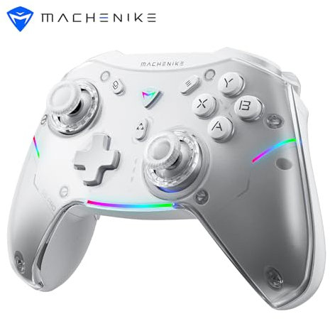 Machenike G5Pro PC Game Controller with RGB Lights, Hall Effect Joystick＆Triggers, Wireless Gaming Controller, Gamepad for Switch/Ipad/MAC/Android/Steam, White