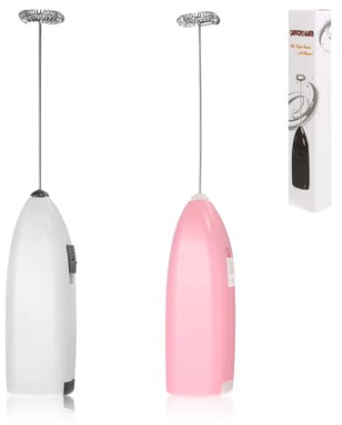 Tomedeks 2 pezzi montalatte elettrico,Montalatte in Acciaio Inox,Sono necessarie 2 batterie AA(batteria non inclusa) Mini Frullatore e Miscelatore Elettrico Montalatte per Caffè, Latte, Cappuccino