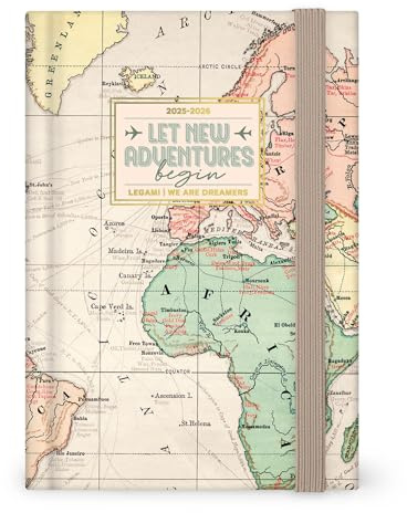 Legami - Tageskalender 2025-2026, Travel, 16 Monate, Medium, Tagebuch von September 2025 bis Dezember 2026, Verschluss mit Gummiband, FSC-zertifiziertes Papier, 12 x 18 cm