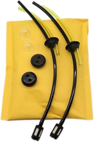 2 juegos de filtros de gasolina universales con manguera de gasolina de 5 mm, piezas de repuesto para cortacésped Ferrex, taladro de tierra, línea de combustible y filtro para accesorios de motosierra