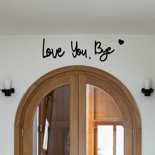 Tivleed Love You Bye Above Door Sign, Wall Art for Hallway and Stairs, Modern Black Wooden Letter Sign for Home Decor, Valentines Gift (15x14cm)