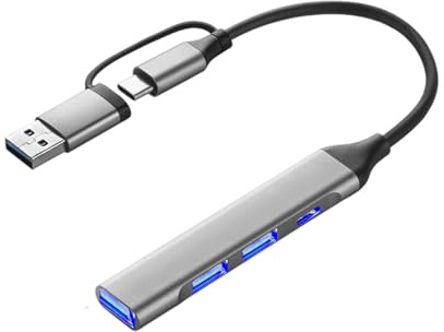 Hub USB multipuerto con puertos carcasa de metal de 5 Gbps de velocidad OTG compatible con dispositivos móviles de PC, cubos de aluminio para PC