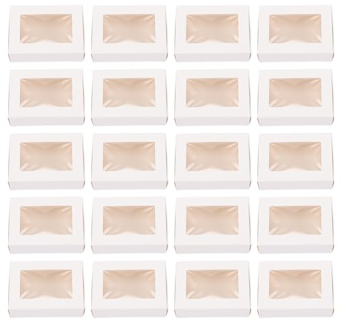 PAMINGONO 30 Stück Weiße Kraftpapierboxen mit Sichtfenster zum Verpacken von Handgemachten Seifen und Schmuck Tragbar und Praktisch für Geschenkverpackung und Babyparty
