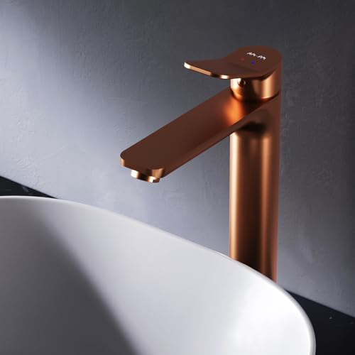 AM.PM X-Joy Waschtischarmatur Hoch, Kupferfarbe - Waschbeckenarmatur Einhebelmischer, Wasserhahn Bad, höhe 301 mm, Hohe Armatur für Aufsatzwaschbecken, Badarmatur