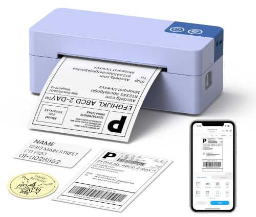 ETIKEZ Bluetooth 4x6 Thermal Shipping Label Printer for Parcels, violet