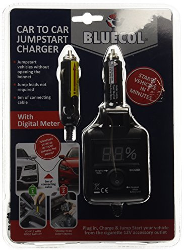 Bluecol Car to Car Jump Start Charger – 12V In-Car Jump Starter with 6m Cable – No Bonnet Opening or Jump Leads Required